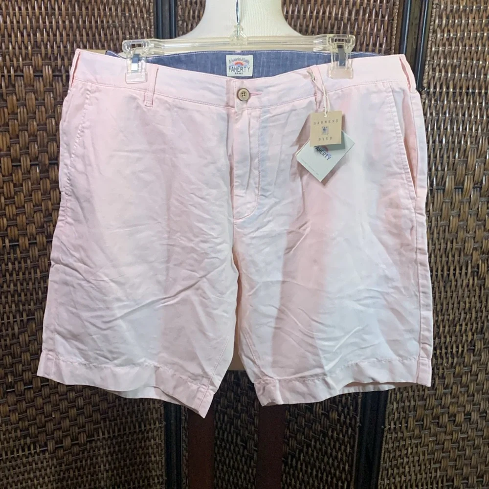NWT Faherty Malibu Short in Summer Pink Linen & Cotton Blend Shorts Size 35